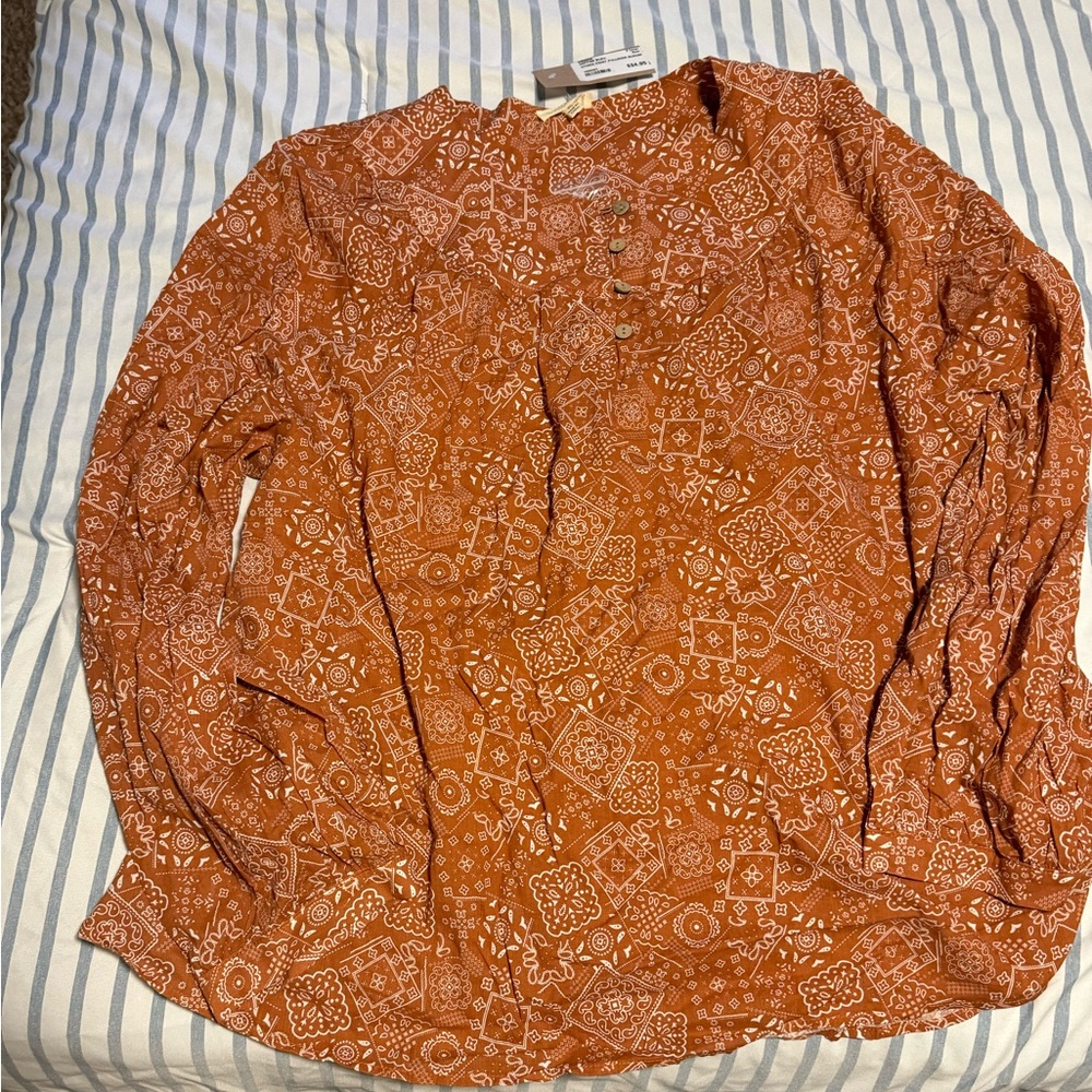 Cotton Bleu ethnic print pullover blouse